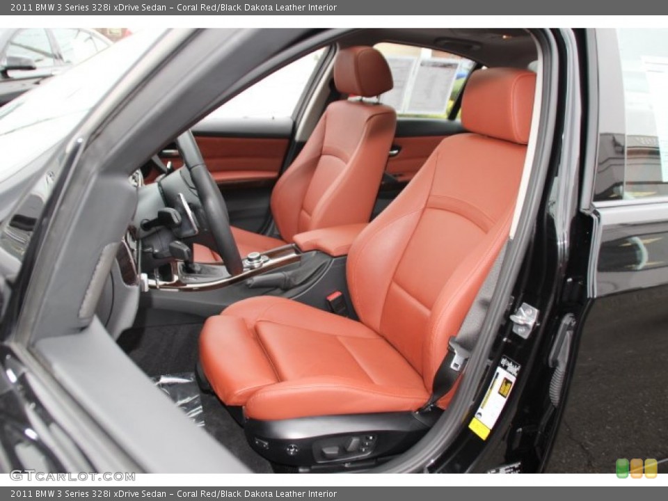 Coral Red/Black Dakota Leather Interior Photo for the 2011 BMW 3 Series 328i xDrive Sedan #87079524