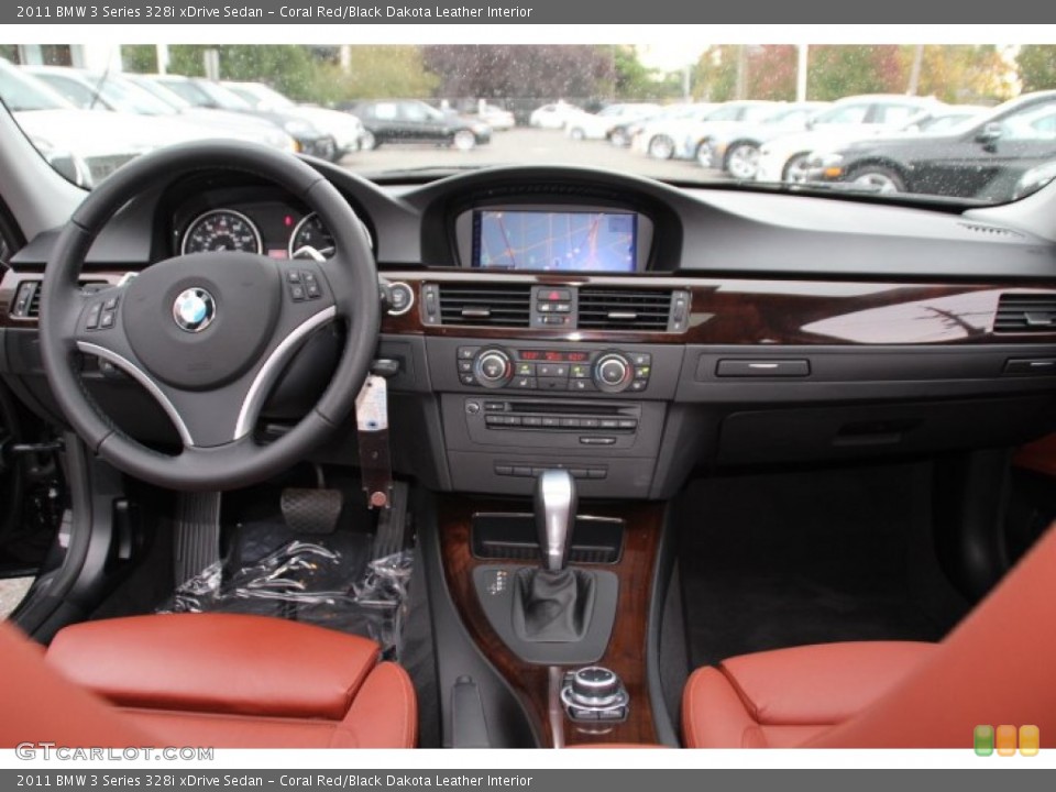 Coral Red/Black Dakota Leather Interior Dashboard for the 2011 BMW 3 Series 328i xDrive Sedan #87079548