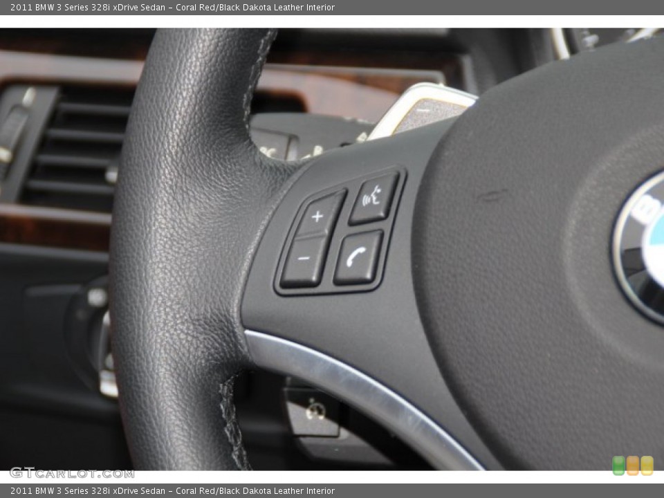 Coral Red/Black Dakota Leather Interior Controls for the 2011 BMW 3 Series 328i xDrive Sedan #87079638