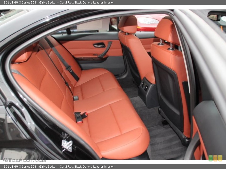 Coral Red/Black Dakota Leather Interior Rear Seat for the 2011 BMW 3 Series 328i xDrive Sedan #87079800