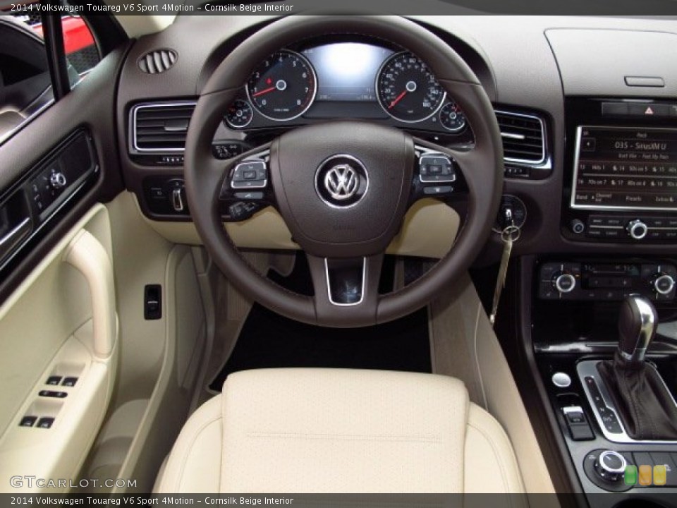 Cornsilk Beige Interior Dashboard for the 2014 Volkswagen Touareg V6 Sport 4Motion #87089313