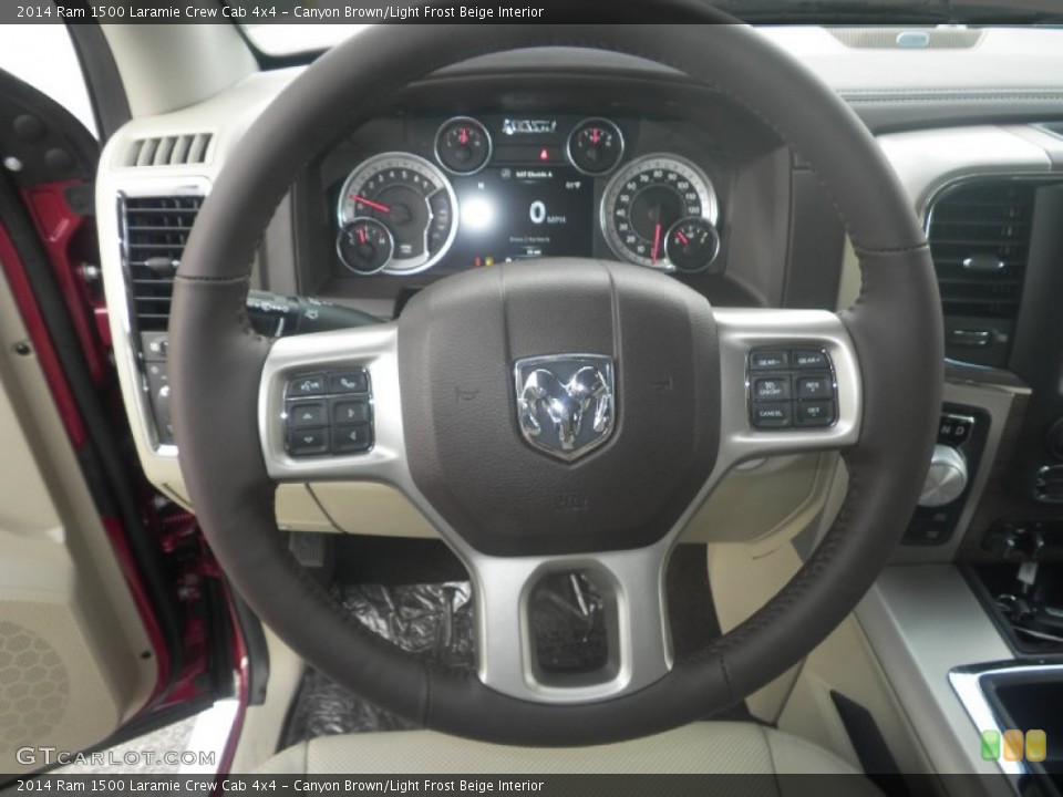 Canyon Brown/Light Frost Beige Interior Steering Wheel for the 2014 Ram 1500 Laramie Crew Cab 4x4 #87098775