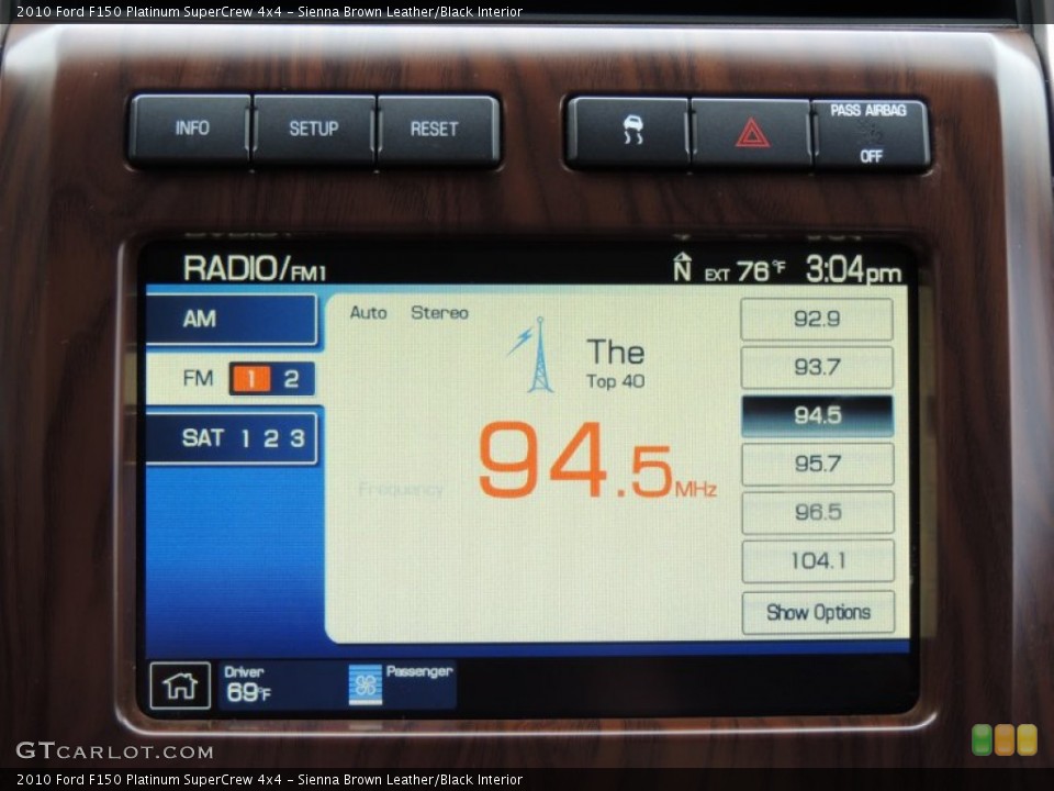 Sienna Brown Leather/Black Interior Controls for the 2010 Ford F150 Platinum SuperCrew 4x4 #87140445