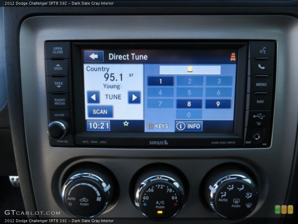 Dark Slate Gray Interior Controls for the 2012 Dodge Challenger SRT8 392 #87150516