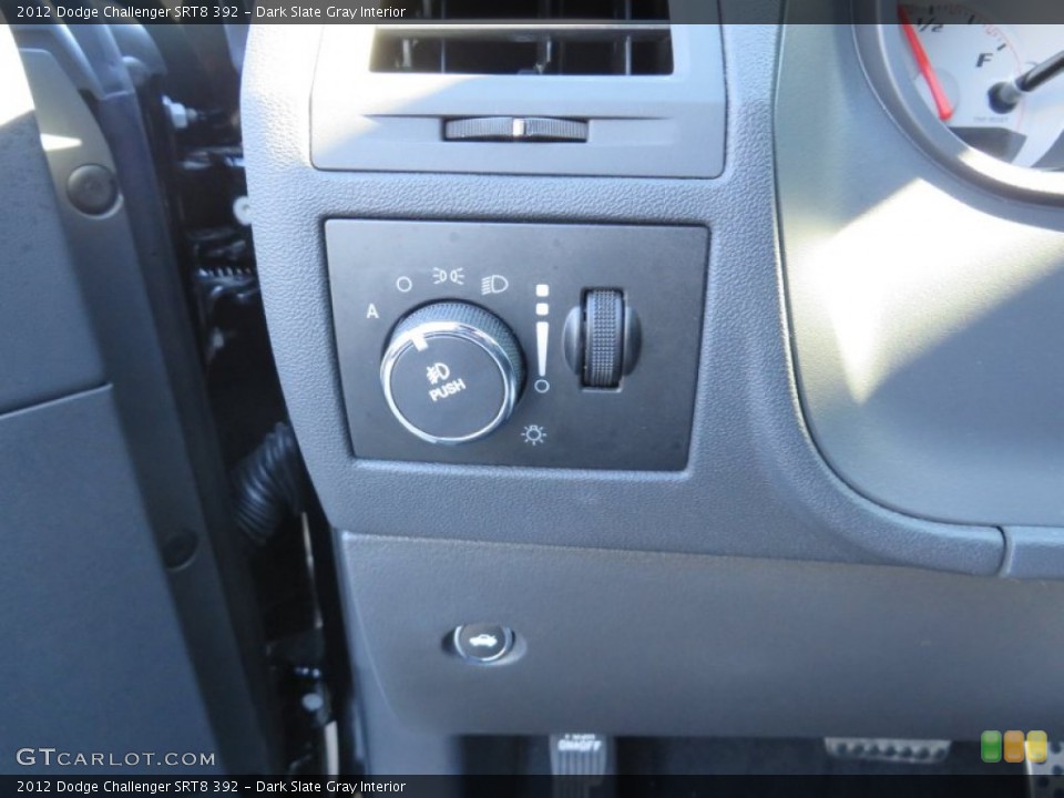 Dark Slate Gray Interior Controls for the 2012 Dodge Challenger SRT8 392 #87150615