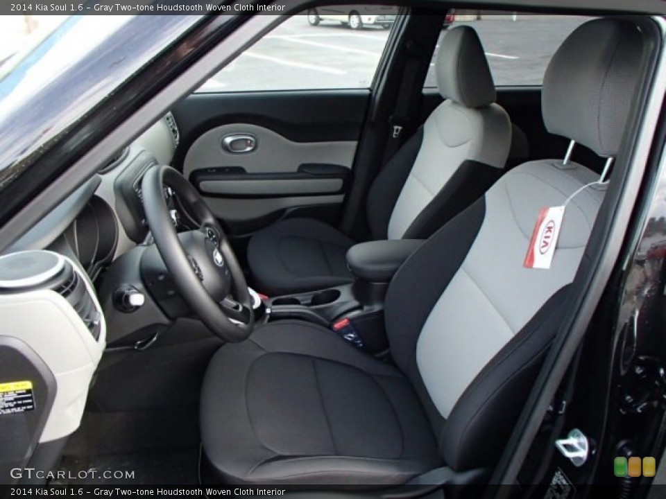 Gray Two-tone Houdstooth Woven Cloth Interior Front Seat for the 2014 Kia Soul 1.6 #87185785