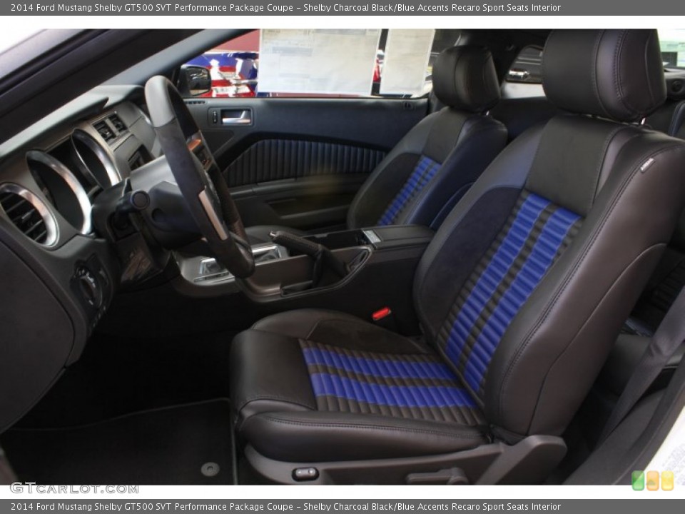 Shelby Charcoal Black/Blue Accents Recaro Sport Seats Interior Front Seat for the 2014 Ford Mustang Shelby GT500 SVT Performance Package Coupe #87198255