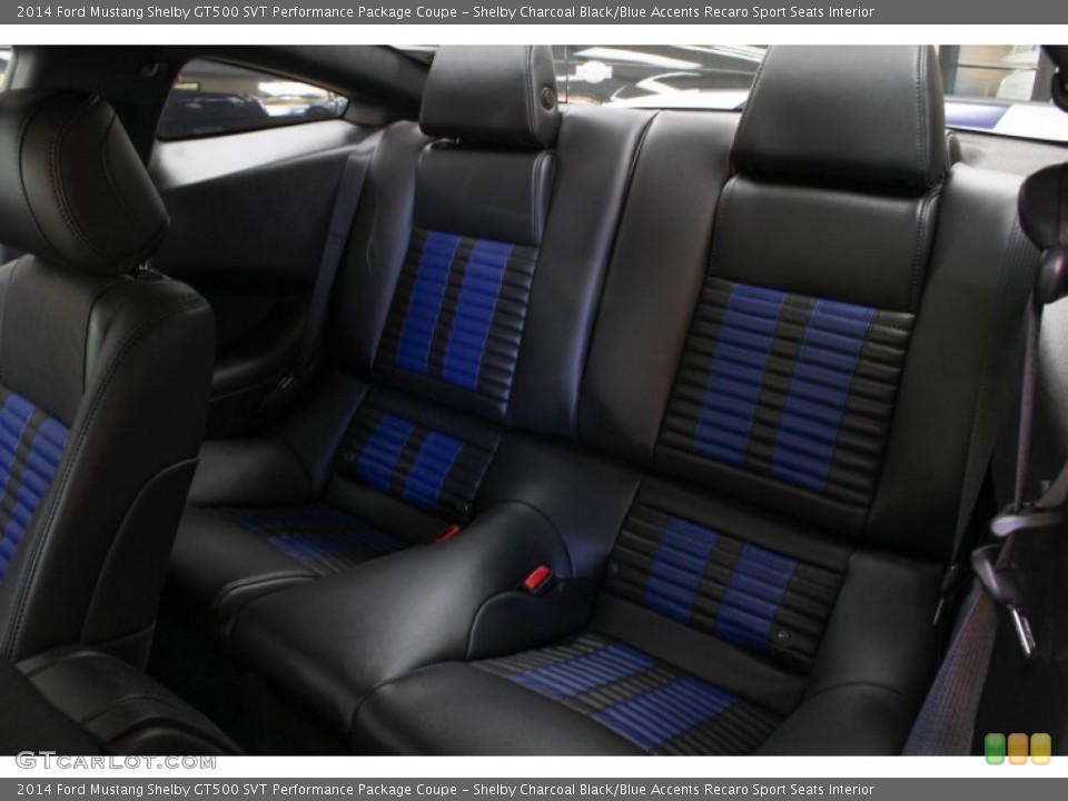 Shelby Charcoal Black/Blue Accents Recaro Sport Seats Interior Rear Seat for the 2014 Ford Mustang Shelby GT500 SVT Performance Package Coupe #87198279