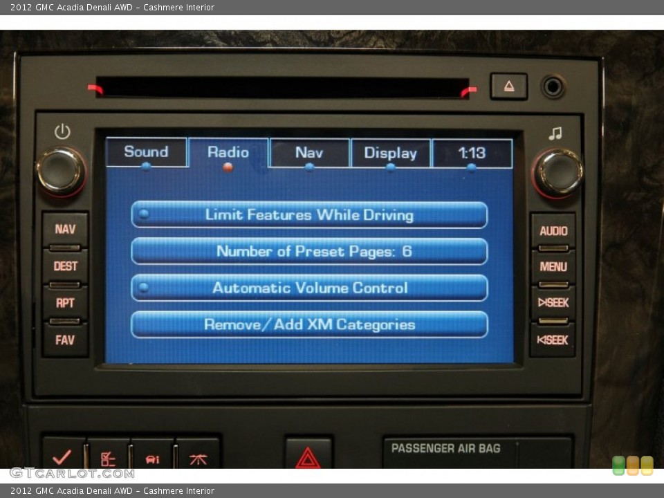 Cashmere Interior Controls for the 2012 GMC Acadia Denali AWD #87206928