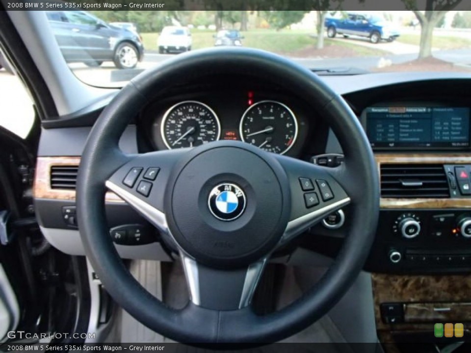 Grey Interior Steering Wheel for the 2008 BMW 5 Series 535xi Sports Wagon #87234573