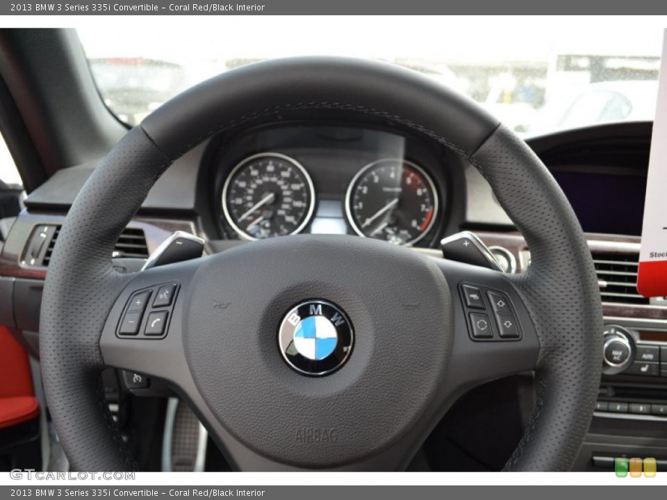 Coral Red/Black Interior Steering Wheel for the 2013 BMW 3 Series 335i Convertible #87236506