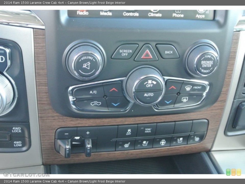 Canyon Brown/Light Frost Beige Interior Controls for the 2014 Ram 1500 Laramie Crew Cab 4x4 #87267279