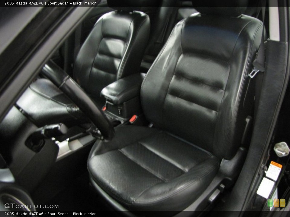 Black Interior Front Seat for the 2005 Mazda MAZDA6 s Sport Sedan #87267417