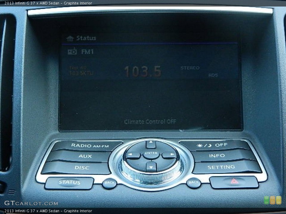 Graphite Interior Controls for the 2013 Infiniti G 37 x AWD Sedan #87273540