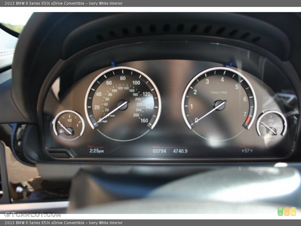 Ivory White Interior Gauges for the 2013 BMW 6 Series 650i xDrive Convertible #87299262