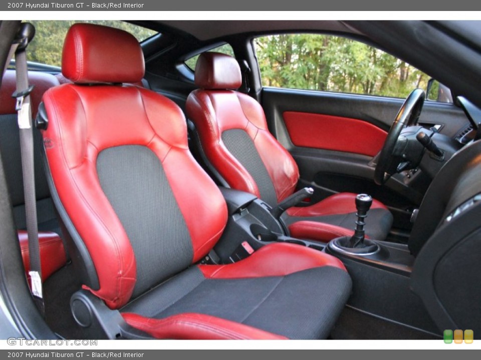 Black/Red Interior Front Seat for the 2007 Hyundai Tiburon GT #87315451