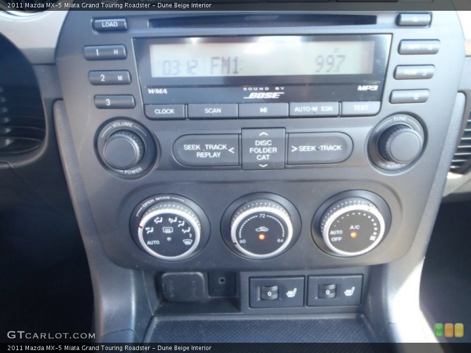 Dune Beige Interior Controls for the 2011 Mazda MX-5 Miata Grand Touring Roadster #87381607