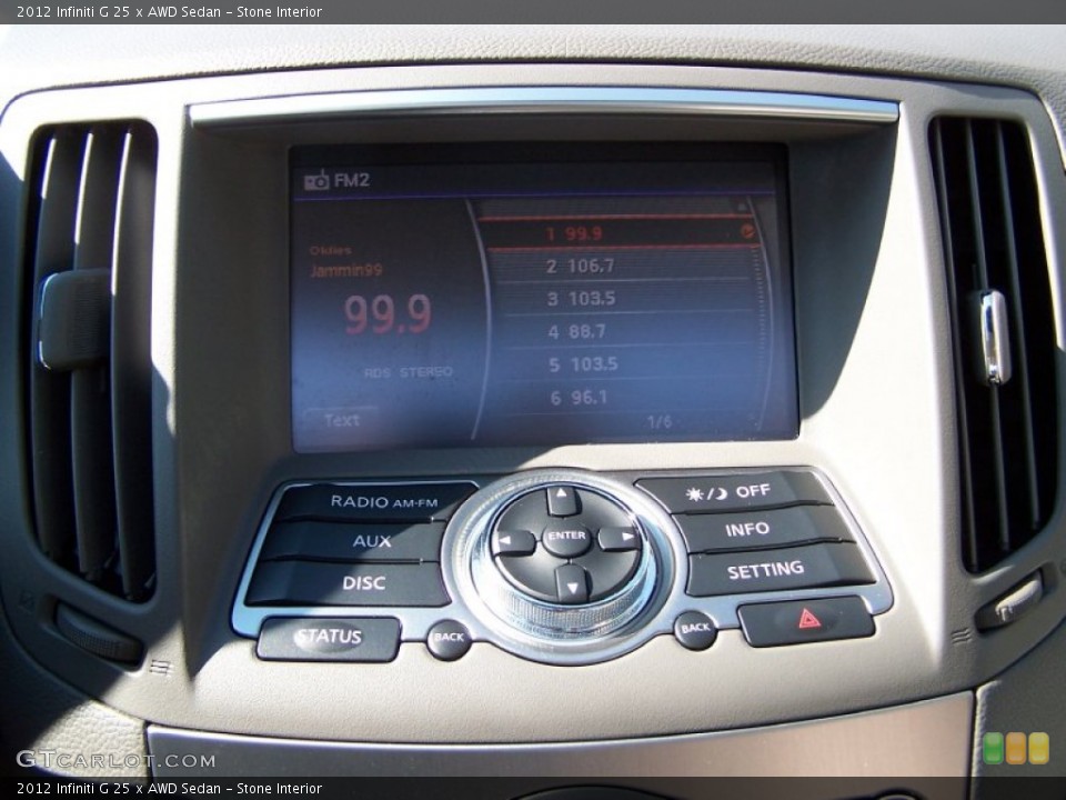 Stone Interior Controls for the 2012 Infiniti G 25 x AWD Sedan #87391892