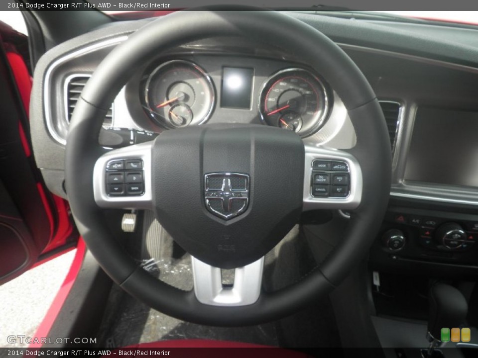 Black/Red Interior Steering Wheel for the 2014 Dodge Charger R/T Plus AWD #87428354
