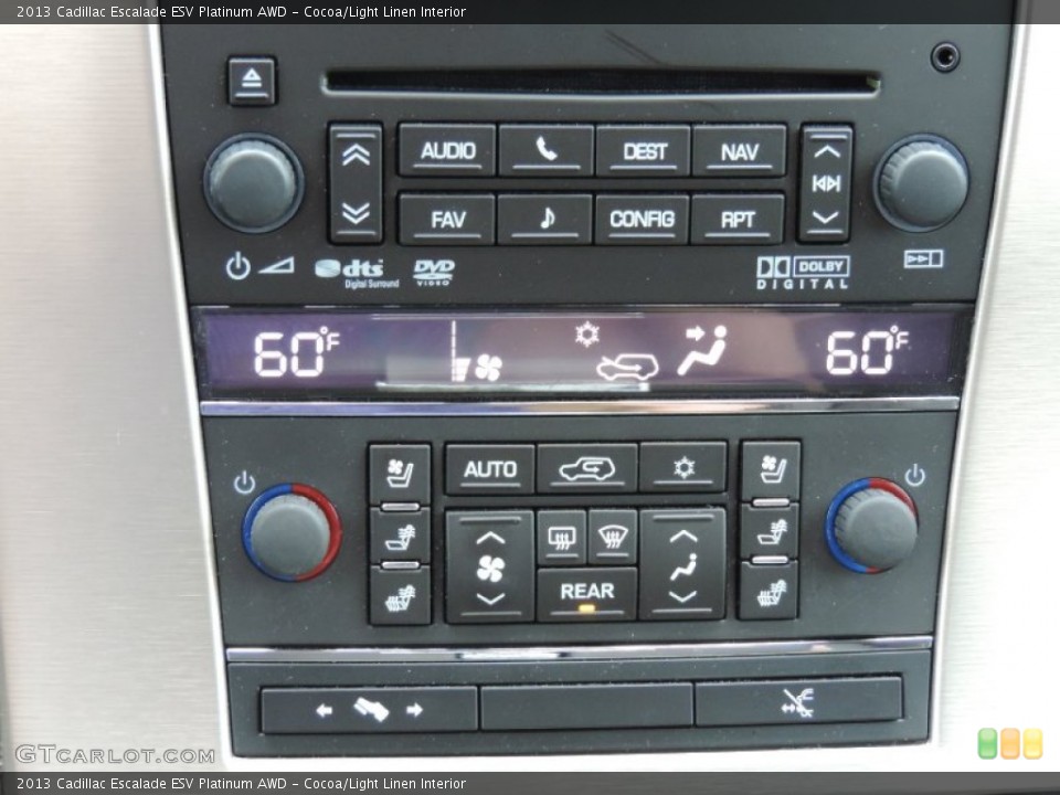 Cocoa/Light Linen Interior Controls for the 2013 Cadillac Escalade ESV Platinum AWD #87446765