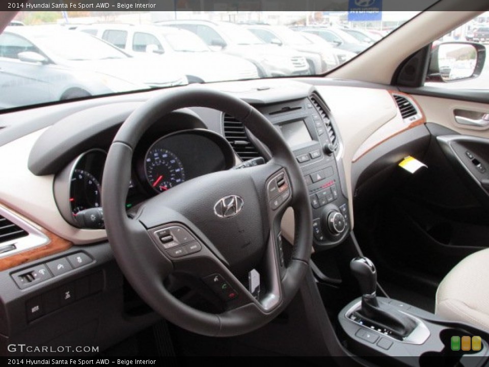 Beige Interior Dashboard for the 2014 Hyundai Santa Fe Sport AWD #87456509