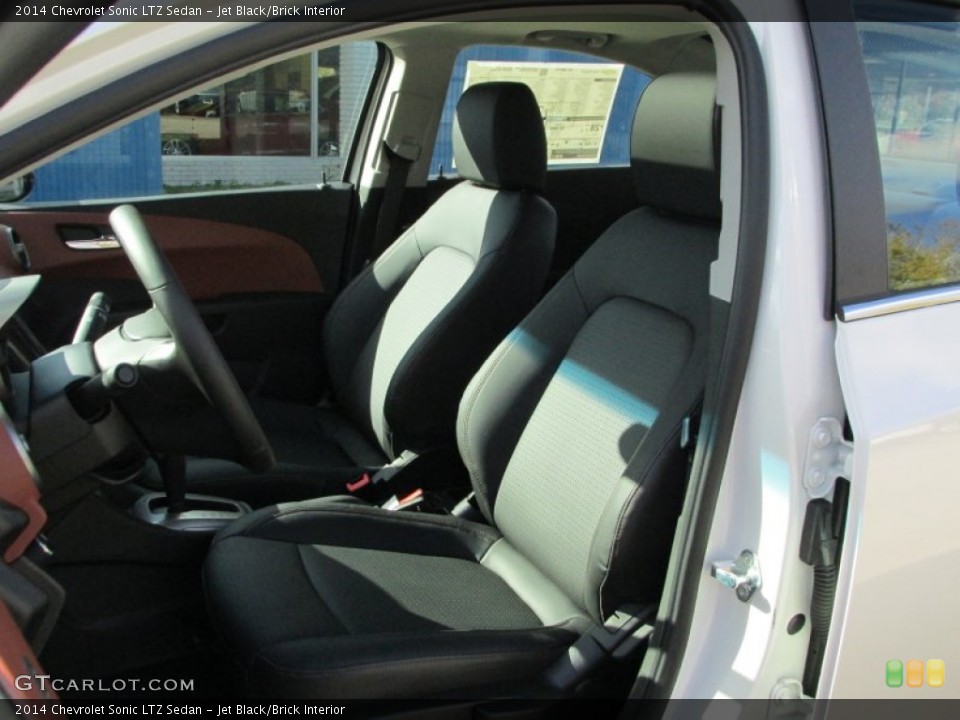 Jet Black/Brick Interior Front Seat for the 2014 Chevrolet Sonic LTZ Sedan #87463433