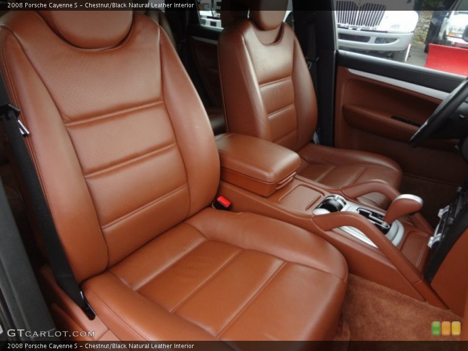 Chestnut/Black Natural Leather 2008 Porsche Cayenne Interiors