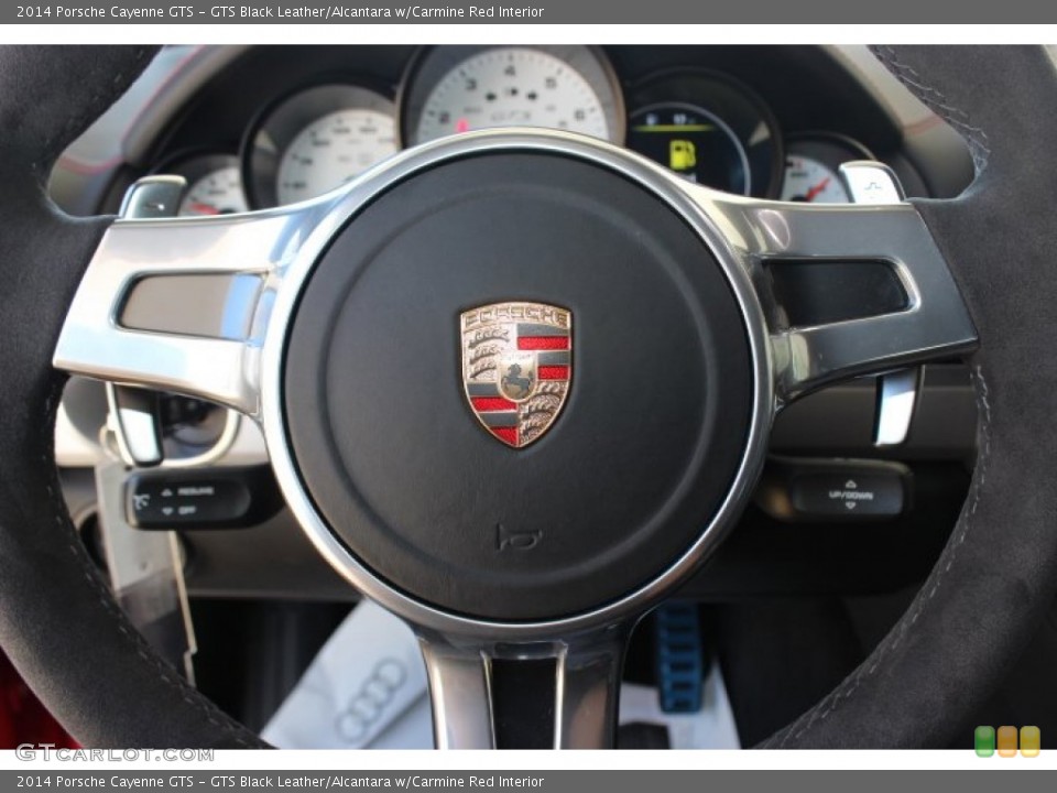 GTS Black Leather/Alcantara w/Carmine Red Interior Steering Wheel for the 2014 Porsche Cayenne GTS #87487496