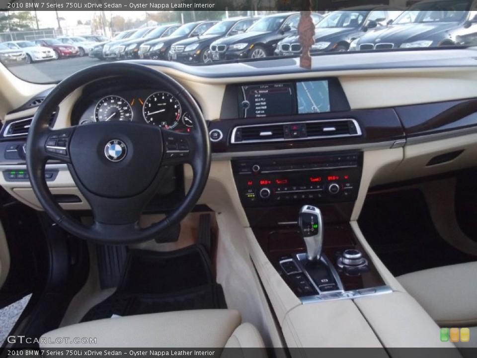 Oyster Nappa Leather Interior Dashboard for the 2010 BMW 7 Series 750Li xDrive Sedan #87535535