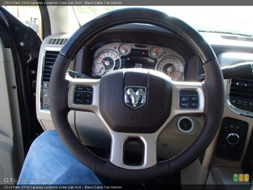 Black/Cattle Tan Interior Steering Wheel for the 2014 Ram 2500 Laramie Longhorn Crew Cab 4x4 #87656719