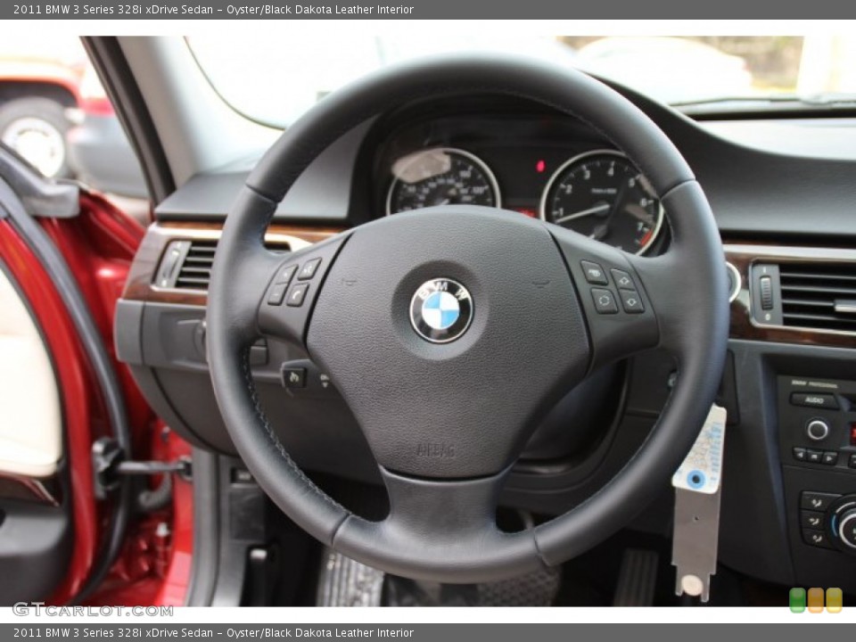 Oyster/Black Dakota Leather Interior Steering Wheel for the 2011 BMW 3 Series 328i xDrive Sedan #87722379