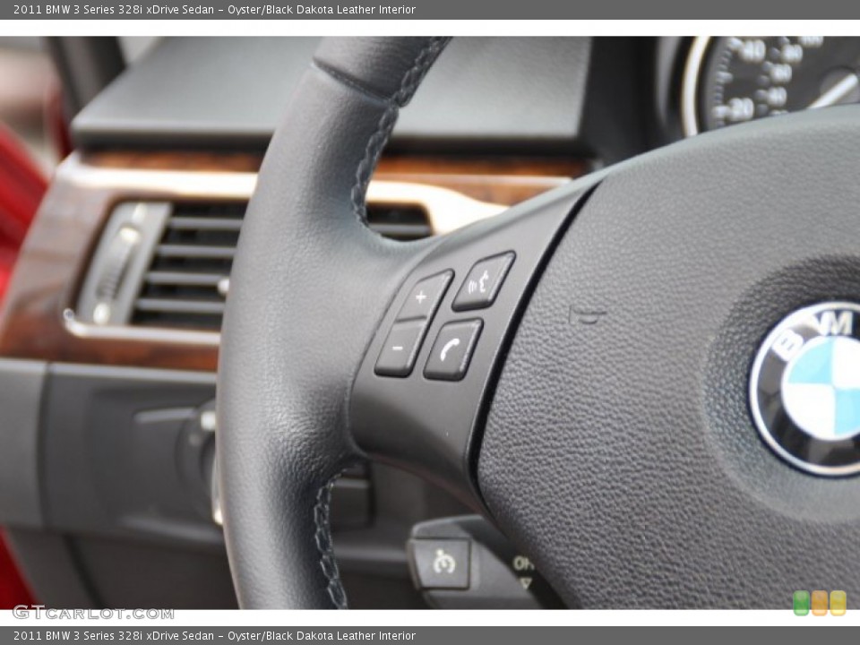 Oyster/Black Dakota Leather Interior Controls for the 2011 BMW 3 Series 328i xDrive Sedan #87722403