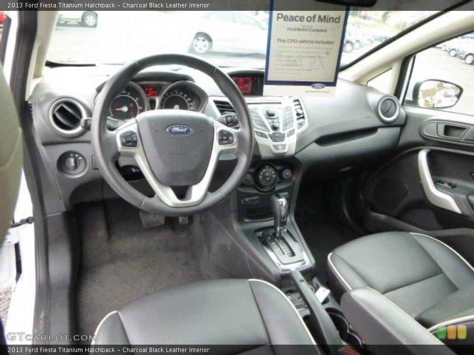 Charcoal Black Leather Interior Prime Interior for the 2013 Ford Fiesta Titanium Hatchback #87723228