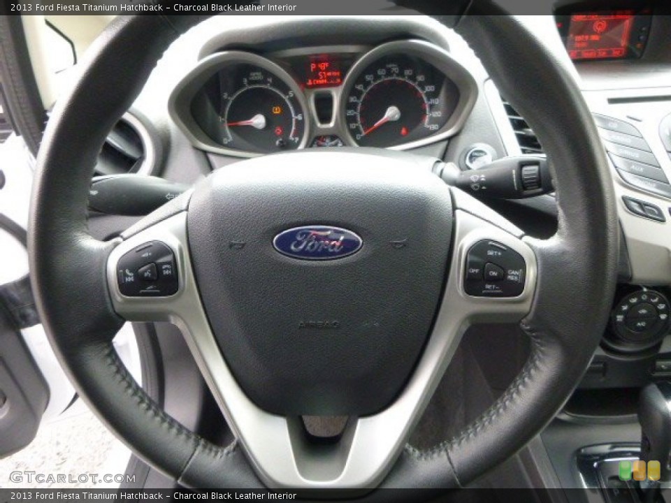 Charcoal Black Leather Interior Steering Wheel for the 2013 Ford Fiesta Titanium Hatchback #87723309