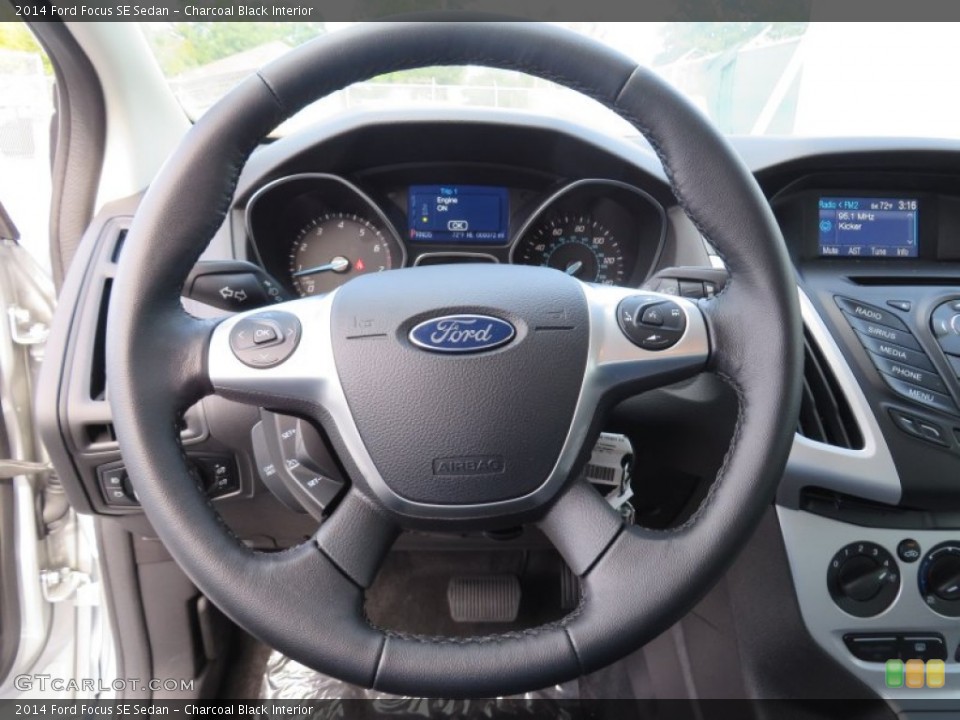 Charcoal Black Interior Steering Wheel for the 2014 Ford Focus SE Sedan #87743562