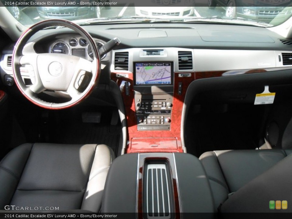 Ebony/Ebony Interior Dashboard for the 2014 Cadillac Escalade ESV Luxury AWD #87751179