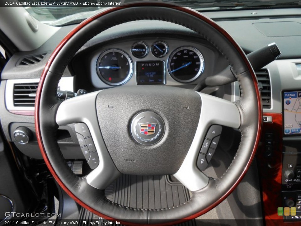 Ebony/Ebony Interior Steering Wheel for the 2014 Cadillac Escalade ESV Luxury AWD #87751245