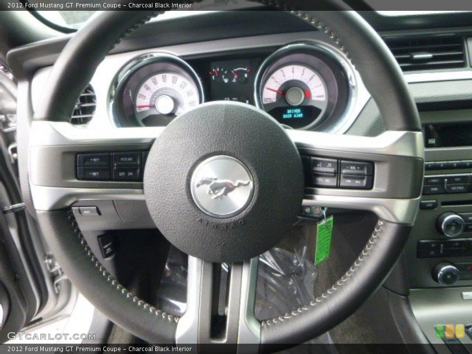 Charcoal Black Interior Steering Wheel for the 2012 Ford Mustang GT Premium Coupe #87761544