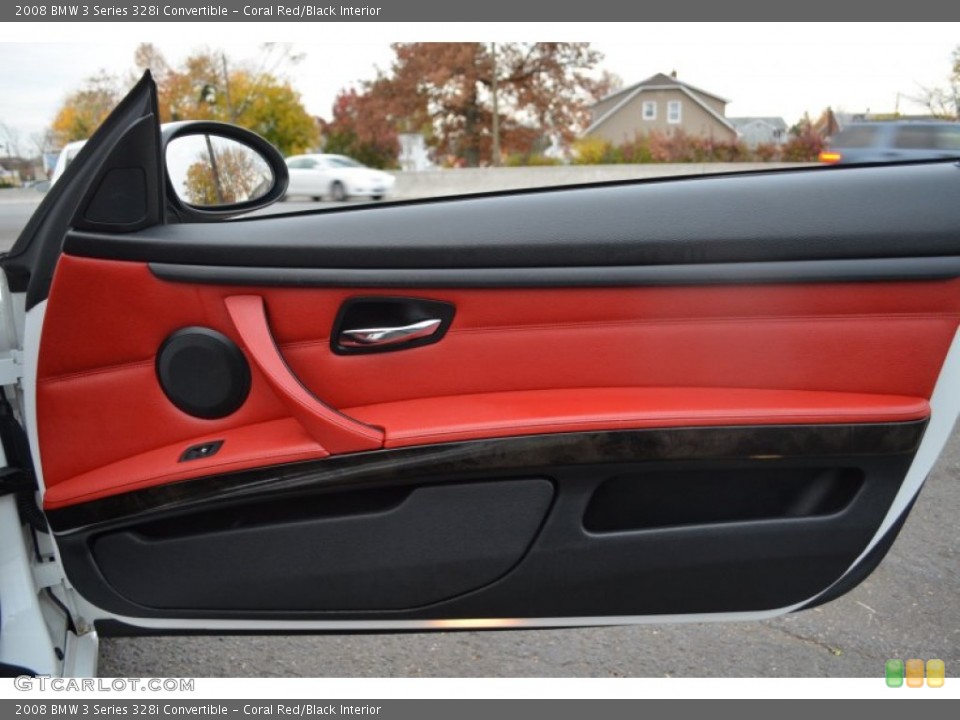 Coral Red/Black Interior Door Panel for the 2008 BMW 3 Series 328i Convertible #87821443