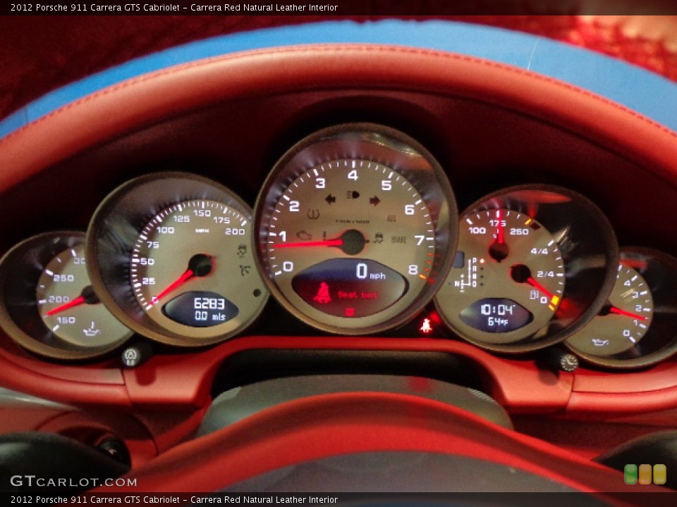 Carrera Red Natural Leather Interior Gauges for the 2012 Porsche 911 Carrera GTS Cabriolet #87853709