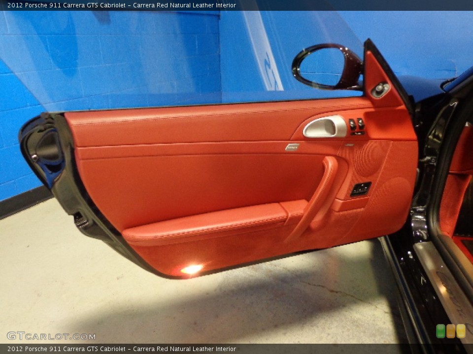 Carrera Red Natural Leather Interior Door Panel for the 2012 Porsche 911 Carrera GTS Cabriolet #87853781