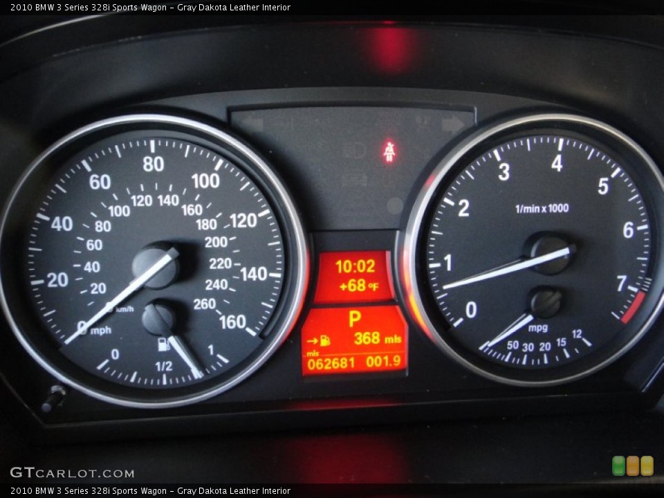 Gray Dakota Leather Interior Gauges for the 2010 BMW 3 Series 328i Sports Wagon #87873847