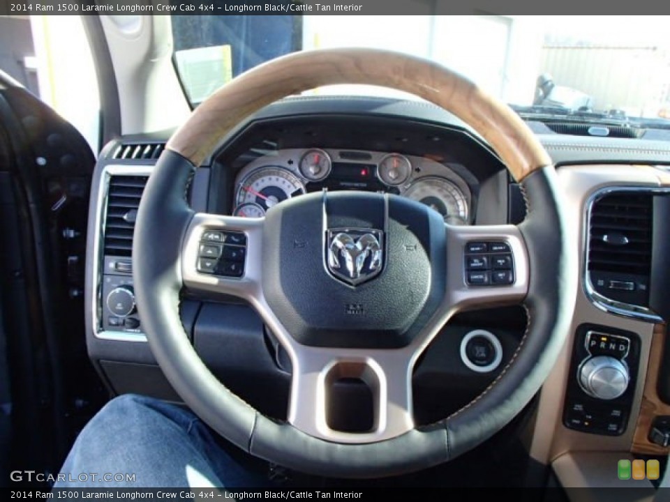 Longhorn Black/Cattle Tan Interior Steering Wheel for the 2014 Ram 1500 Laramie Longhorn Crew Cab 4x4 #87888703