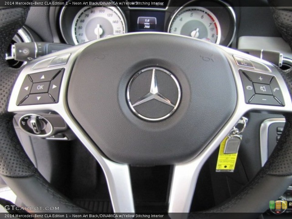 Neon Art Black/DINAMICA w/Yellow Stitching Interior Steering Wheel for the 2014 Mercedes-Benz CLA Edition 1 #87903673