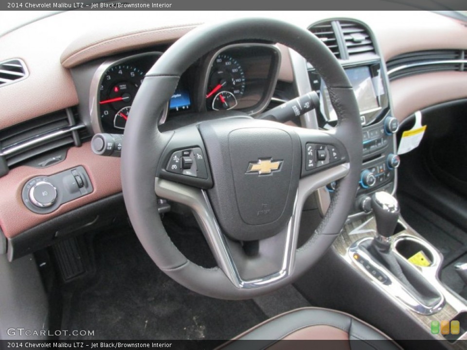 Jet Black/Brownstone Interior Steering Wheel for the 2014 Chevrolet Malibu LTZ #87973989