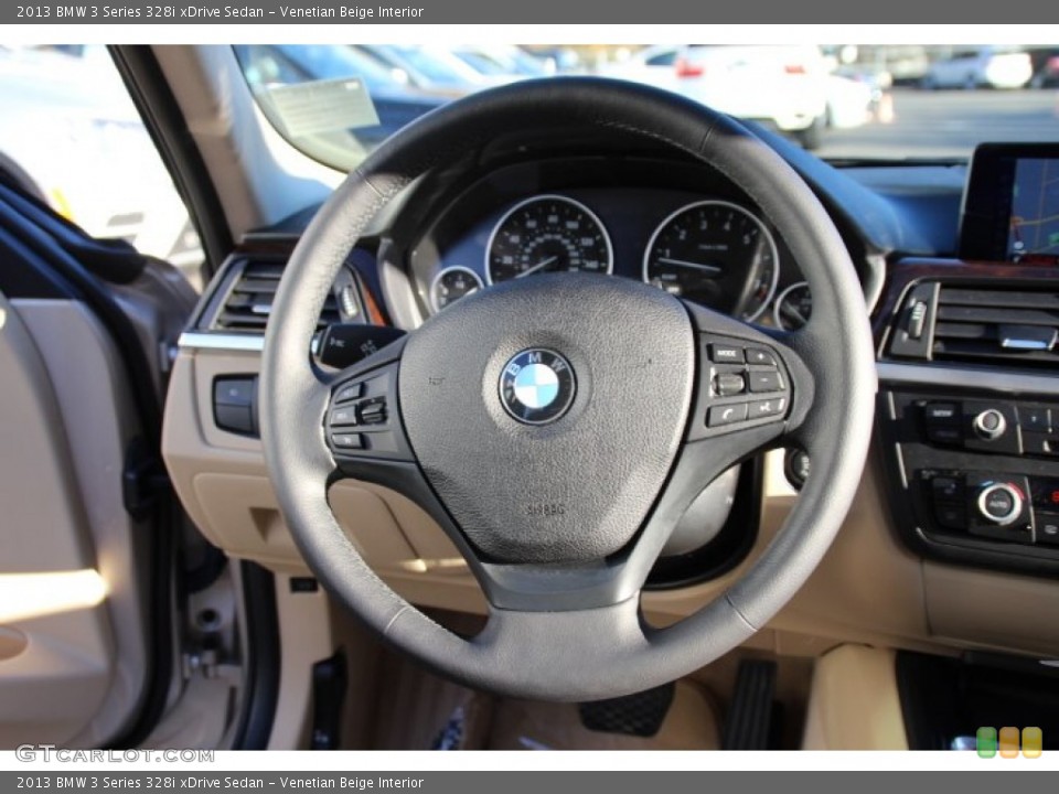 Venetian Beige Interior Steering Wheel for the 2013 BMW 3 Series 328i xDrive Sedan #88039346