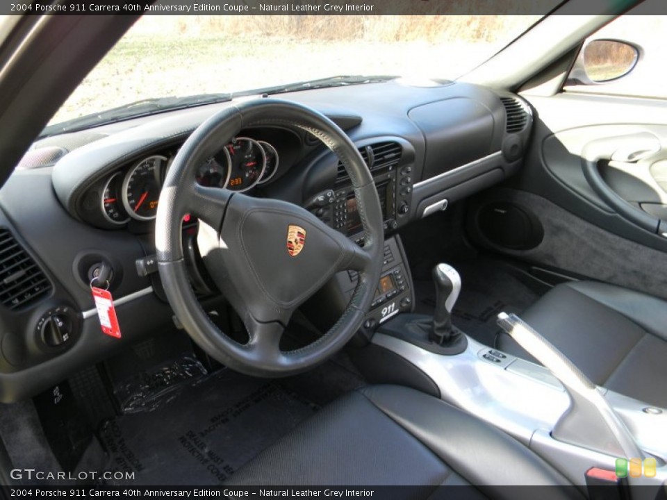Natural Leather Grey Interior Prime Interior for the 2004 Porsche 911 Carrera 40th Anniversary Edition Coupe #88048976