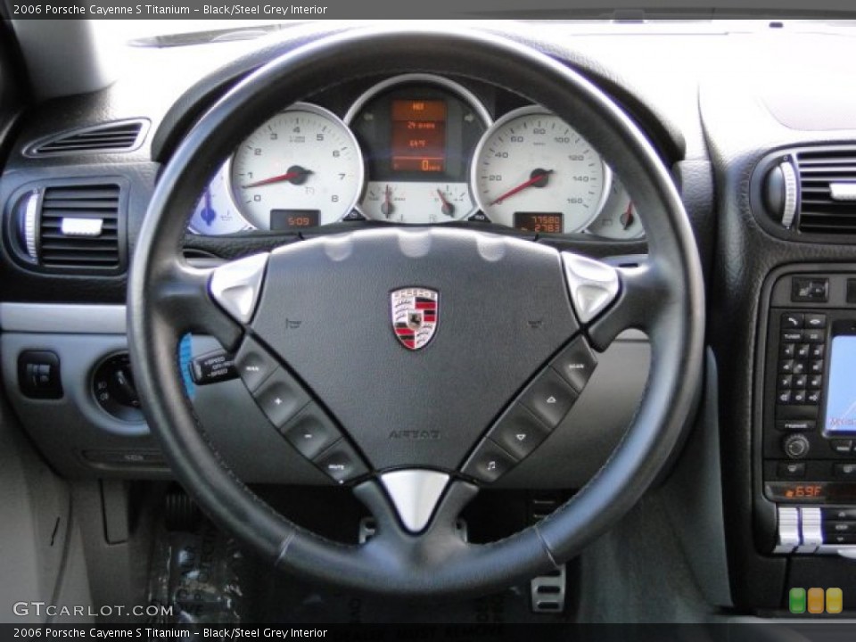 Black/Steel Grey Interior Steering Wheel for the 2006 Porsche Cayenne S Titanium #88102275