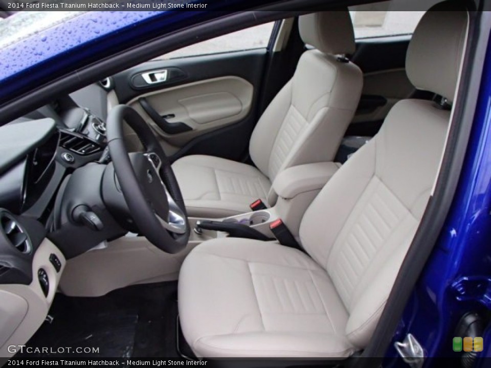 Medium Light Stone Interior Front Seat for the 2014 Ford Fiesta Titanium Hatchback #88133066