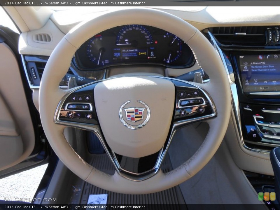 Light Cashmere/Medium Cashmere Interior Steering Wheel for the 2014 Cadillac CTS Luxury Sedan AWD #88145489